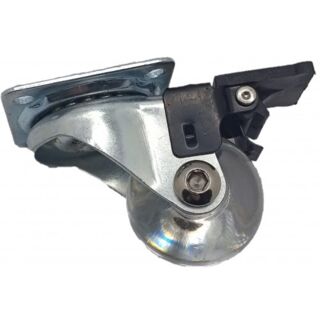 SCPB 25 ПР Колесо прозрачный полиуретан с тормозом 50 мм