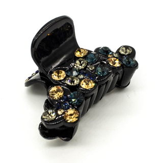 Заколка-краб Preciosa, длина 5,5 см, серые жёлтые синие стразы, Чехия