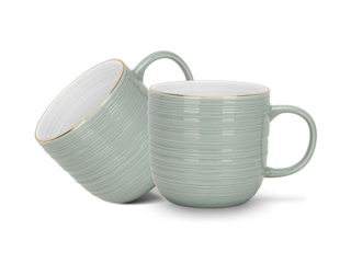 3687 FISSMAN Набор из 2 кружек FIRMINA green 350 мл (фарфор)
