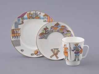 Трёхпредметный комплект Императорский фарфоровый завод, форма Майская, Балет "Дон Кихот"