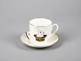 Кофейная пара Императорский фарфоровый завод форма Ландыш рисунок Фокус удача