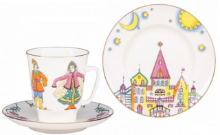 Трёхпредметный комплект Императорский фарфоровый завод, форма Майская, балет «Конек-Горбунок»