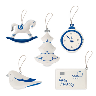 Набор ёлочных игрушек LUKNO "Ностальгия", 5 шт, синий