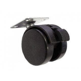 Колесо 50мм черный пластик с тормозом 6004050