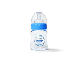 9166 FISSMAN Бутылочка для кормления 120мл, цвет Голубой (жаростойкое стекло)