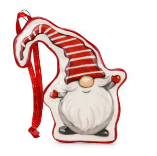 0407 FISSMAN Новогодняя елочная игрушка Гном в красном колпаке 7х6,4см (доломит)