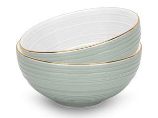 3689 FISSMAN Набор из 2 мисок FIRMINA green 14,5х7см / 620мл (фарфор)