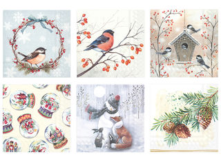 Салфетки бумажные Love2art ассорти "Морозные деньки", 33 x 33 см, 6 шт.