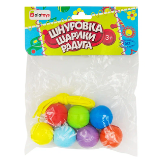 Шнуровка-бусы Шарики Радуга, развивающая игрушка для детей, арт. ШН32