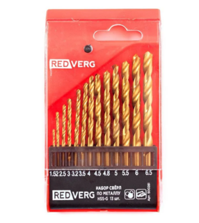 Набор сверл по металлу RedVerg 13 шт HSS-G, 1,5-6,5 мм.(500281)
