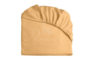 Простыня из однотонного сатина бежевая на резинке, размер 90х200