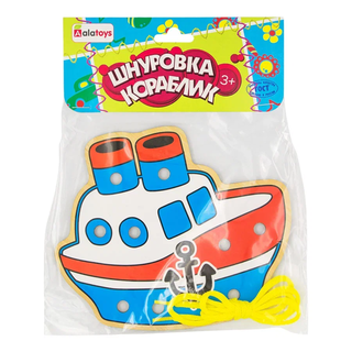 Шнуровка Кораблик, развивающая игрушка для детей, арт. ШН13