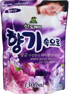 003463 "Sandokkaebi" Кондиционер для белья «Лаванда» Soft Aroma Lavender 1300 мл, мягкая упаковка 1/12