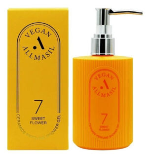 061825  "ALLMASIL" Питательный парфюмированный гель для душа с церамидами Sweet Flower с сладким цветочным ароматом малины и жасмина 500 мл 1/24