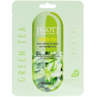 280177 "Jigott" Green Tea Real Ampoule Mask Ампульная тканевая маска с экстрактом зеленого чая 27 мл 1/600