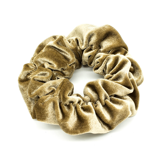 Резинка для волос бежевая бархатная, шириной 7 см