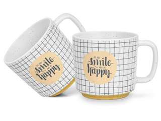 3728 FISSMAN Набор из 2-х кружек 490 мл SMILE HAPPY CHECKED (фарфор)