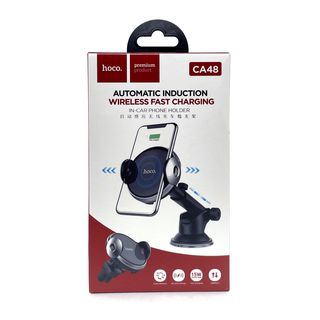 Держатель в авто с БЗУ HOCO CA48 Automatic Induction автозажим, на панель/воздуховод, 15W (черный)