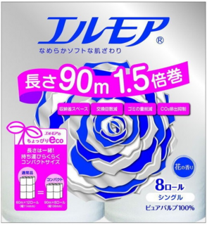 162570 "Kami Shodji" "ELLEMOI" Ароматизированная однослойная туалетная бумага 90м (8 рулонов) 1/8