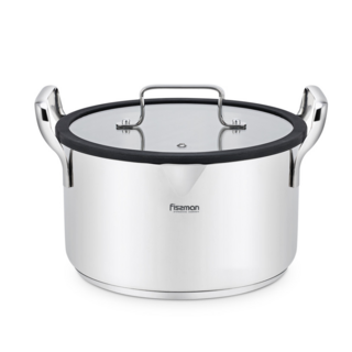 5267 FISSMAN Кастрюля FABIA 22x12,5 см / 4,5л со стеклянной крышкой (нерж.сталь)