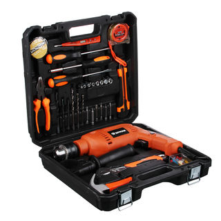 Набор инструментов ЕРМАК "Профи" - дрель ударная 710 Вт, набор в кейсе 68 предметов для ремонта/отделки