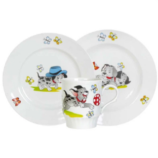 Набор детской посуды Дулевский фарфор 3 предмета рисунок Озорные щенки