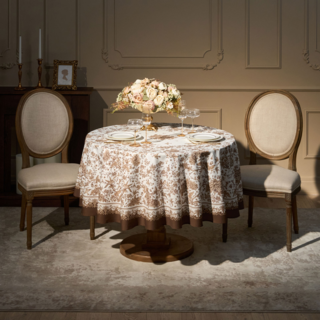 СКАТЕРТЬ КРУГЛАЯ " ROYAL GARDEN" 190 СМ,БЕЛЫЙ ,100% ХЛОПОК ,ТВИЛ С ПРОПИТКОЙ