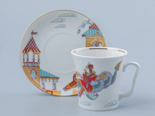 Бокал с блюдцем Императорский Фарфоровый Завод форма Ленинградский рисунок Иван-Царевич и Змей Горыныч