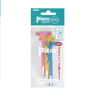 160511 "Feather" "PIANY" Одноразовый бритвенный станок для тела с одним лезвием с защитой от порезов (3 штуки), 1/288