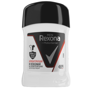 Антиперспирант мужской Rexona део-стик антибактериальный невидимый на черном и белом, 50мл