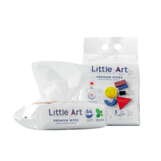 Детские влажные салфетки Little Art, 3 упаковки по 64 шт.