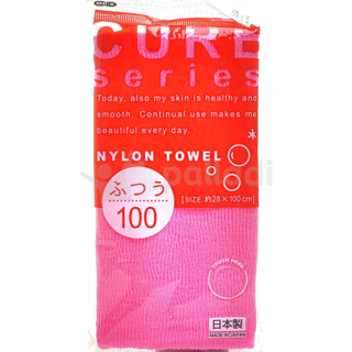 618314 "OHE" "CURE series" Мочалка для тела средней жесткости, 100 см. (розовая), 1/220