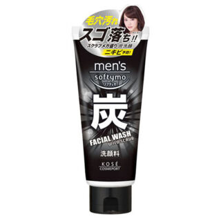 Мужская пенка-скраб KOSE Mens Softymo Facial Wash Charcoal с древесным углем, с цитрусово-мятным ароматом, 130г
