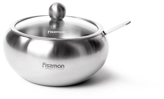 5872 FISSMAN Сахарница со стеклянной крышкой 350мл (нерж.сталь)