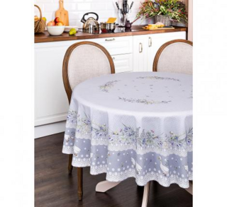 СКАТЕРТЬ КРУГЛАЯ "ГУСИ ЛЕГАРД" ДИАМЕТР=180 СМ., СЕРЫЙ, 100% ХЛОПОК, ТВИЛ, С ПРОПИТКОЙ