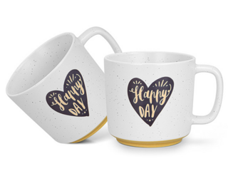 3729 FISSMAN Набор из 2-х кружек 490 мл HAPPY DAY WITH HEART (фарфор)