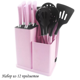 Набор ножей и кухонных принадлежностей Lenardi, нержавеющая сталь, 12 предметов на подставке, в подарочной упаковке, арт. 196-015