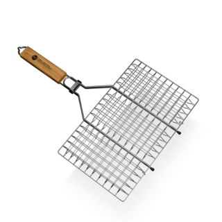 Решетка барбекю для бургеров L-size 800 Degrees Burger Holder. Материал карбонированная сталь, бамбук.