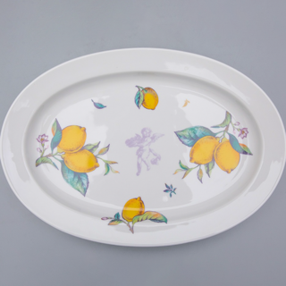 Блюдо овальное Императорский Фарфоровый Завод 350 мм форма Молодежная рисунок Лимоны
