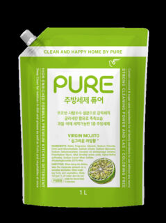 884733 "Pigeon" "Пьюэ" Гель для мытья посуды Virgin Mojito (подходит для мытья овощей и фруктов) м/у 1 л 1/12