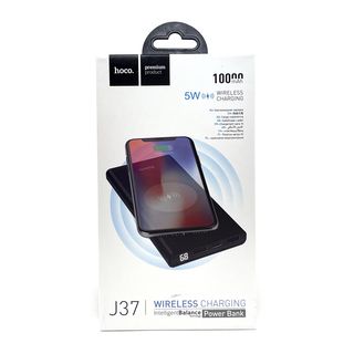 Аккумулятор HOCO J37 Wisdom 10000mAh, 2хUSB, 2А, Qi 5W + кабель MicroUSB+Lightning 8-pin, LED дисплей, Li-Pol (черный)