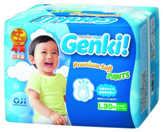 542645 "Nepia Genki!" Детские подгузники-трусики  (для мальчиков и девочек) 30 шт., 9-14 кг (Размер L), 1/6