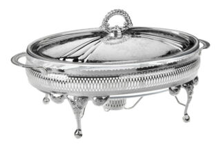 Мармит овальный с подогревом, с крышкой Queen Anne 33см, сталь, посеребрение