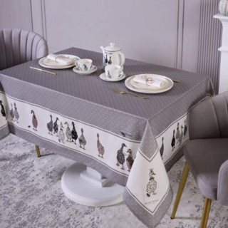 СКАТЕРТЬ "FAMILY FARM" 140Х180СМ ,100% ХЛОПОК , СЕРЫЙ , ТВИЛ, ПРОПИТКА