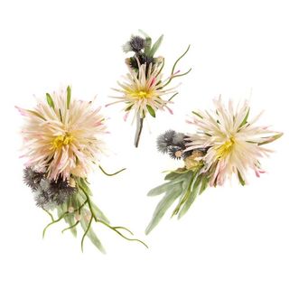 Заколка-зажим ЦВЕТЫ розовые хризантемы два зажима и бутоньерка набор 1804-ЗЗ-CV-00