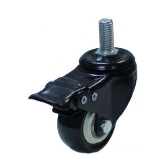 4064050 М12 Колесо 50мм черная резина с тормозом с болтом