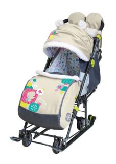 Санки Ника Детям 7-6 медвежонок бежевый 1/2 НД7-6/5