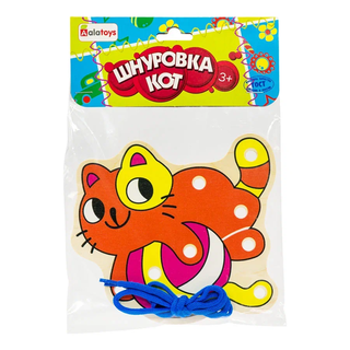 Шнуровка Кот, развивающая игрушка для детей, арт. ШН04