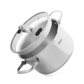 5469 FISSMAN Кастрюля AVELIN  22x12,5 см / 4,6л со стеклянной крышкой (нерж.сталь)