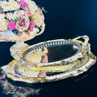 Набор из 2 овальных подносов Lenardi, 36,5/44см в подарочной упаковке, нержавеющая сталь, арт.151-033